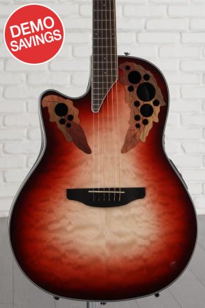 Photo of Ovation Celebrity Elite Plus CE44LX-1R Mid-Depth Left-handed Acoustic-electric Guitar - Ruby Burst