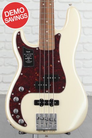 Photo of Fender Player Plus Active Precision Bass Guitar Left-handed - Olympic Pearl with Pau Ferro Fingerboard