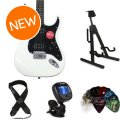 Photo of Squier Affinity Stratocaster HH Essentials Bundle - Olympic White with Laurel Fingerboard