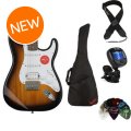 Photo of Squier Bullet Strat HSS HT Essentials Bundle - Brown Sunburst with Indian Laurel Fingerboard