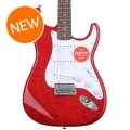 Photo of Squier Affinity Series Stratocaster QMT Electric Guitar - Crimson Red Transparent, Sweetwater Exclusive