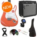 Photo of Squier Bullet Strat HT and Fender Mustang LT 50 Combo Amp Essentials Bundle - Fiesta Red