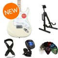 Photo of Squier Affinity Stratocaster Essentials Bundle - Olympic White with Indian Laurel Fingerboard