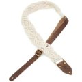 LM Products 2-inch Macrame Cotton Guitar Strap with Leather Ends - Beige