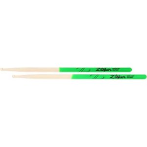 Zildjian Maple Dip Series Drumsticks - Super 7A - Wood Tip - Green