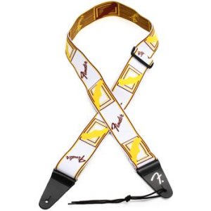 Fender WeighLess Guitar Strap - White/Brown/Yellow | Sweetwater