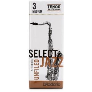 Unfiled Strength 3 Strength Medium Rico Select Jazz Tenor Sax Reeds 5-pack 