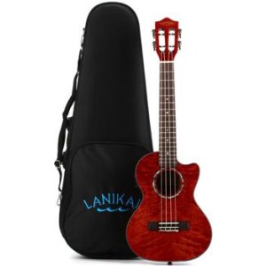 Lanikai QM-RDCET Tenor Ukulele with Cutaway & Electronics - Red Stain