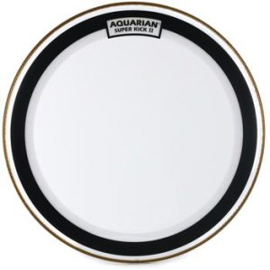 gloss white Aquarian Drumheads SKP24WH Super-Kick 1 Prepack 24-inch Bass Drum Head