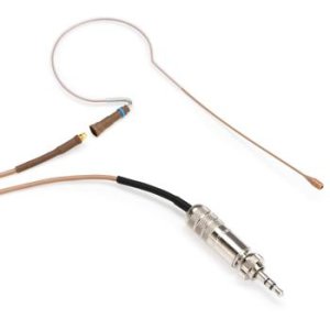 Countryman E6 Omnidirectional Earset Microphone - Low Gain with 2mm Cable  and 3.5mm Connector for Sennheiser Wireless - Tan