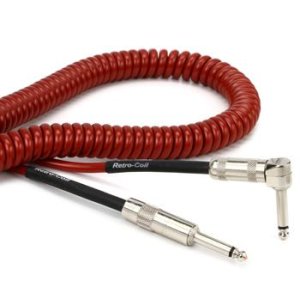 Lava Cable LCRCRMR Retro Coil Straight to Right Angle Instrument Cable - 20  foot Metallic Red