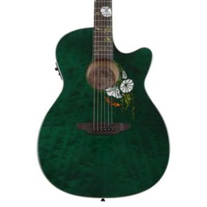 Luna Guitar Acoustic Electric Roses - Luna Flora Rose Quilted Maple Acoustic Electric Guitar Gloss Natural Sweetwater