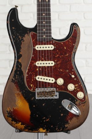 Photo of Fender Custom Shop Limited-edition Roasted '61 Stratocaster Super Heavy Relic - Aged Black over 3-color Sunburst