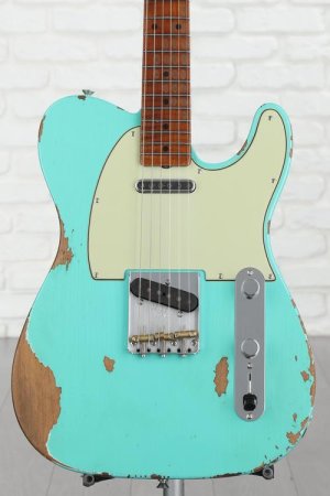 Photo of Fender Custom Shop GT11 1963 Heavy Relic Telecaster - Sea Foam Green with Roasted Flamed Maple Fingerboard - Sweetwater Exclusive
