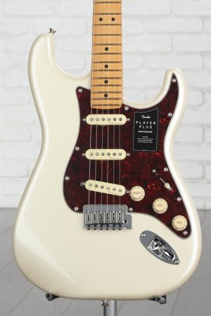 Photo of Fender Player Plus Stratocaster Electric Guitar - Olympic Pearl with Maple Fingerboard