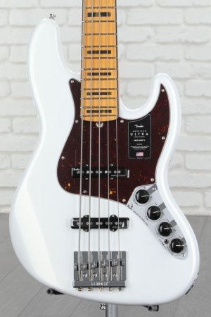 Photo of Fender American Ultra Jazz Bass V - Arctic Pearl with Maple Fingerboard