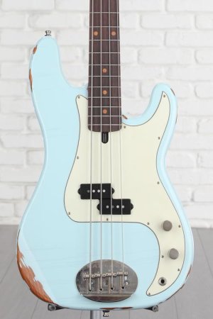 Photo of Lakland USA Classic 44-64 Aged Bass Guitar - Sonic Blue, Sweetwater Exclusive