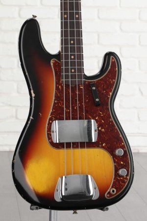 Photo of Fender Custom Shop Time Machine '64 Precision Bass Relic - Bleached 3-color Sunburst