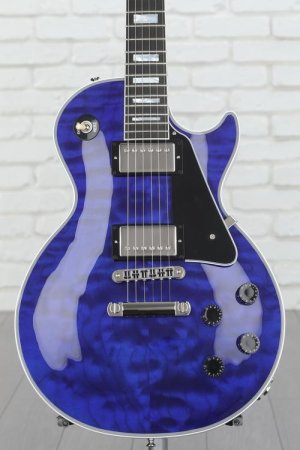Photo of Gibson Custom Les Paul Custom AAA Quilt Top - Viper Blue Gloss, Sweetwater Exclusive