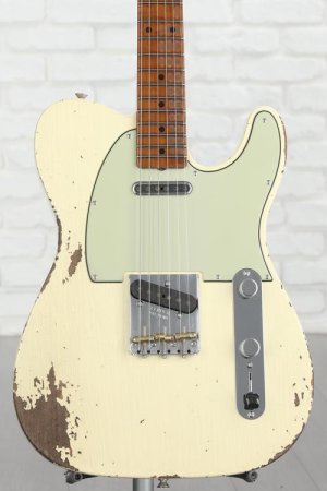 Photo of Fender Custom Shop GT11 1963 Heavy Relic Telecaster - Vintage White with Roasted Flamed Maple Fingerboard - Sweetwater Exclusive