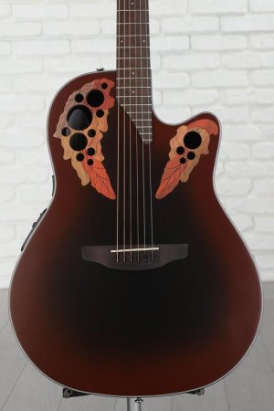 Photo of Ovation Celebrity Elite CE44-RRB Mid-depth Acoustic-electric Guitar - Reverse Red Burst
