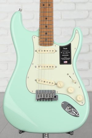 Photo of Fender American Ultra Stratocaster Electric Guitar - Surf Green with Roasted Maple Fingerboard, Sweetwater Exclusive in the USA
