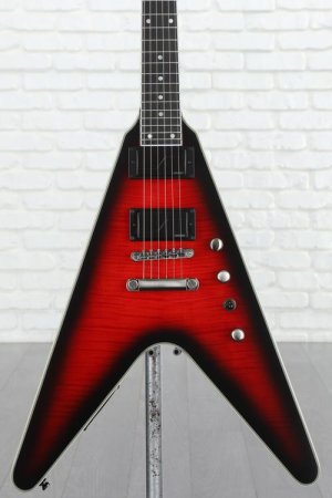 Photo of Epiphone Dave Mustaine Prophecy Flying V Figured Electric Guitar - Aged Dark Red Burst