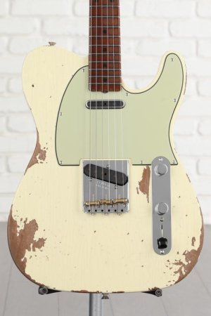 Photo of Fender Custom Shop GT11 1963 Heavy Relic Telecaster - Vintage White with Roasted Flamed Maple Fingerboard - Sweetwater Exclusive