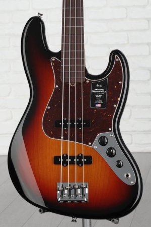 Photo of Fender American Professional II Jazz Bass Fretless - 3 Color Sunburst with Rosewood Fingerboard
