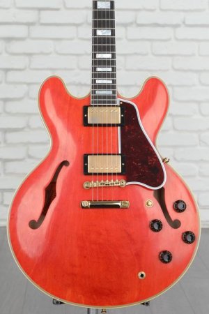 Photo of Gibson Custom 1959 ES-355 Reissue Stop Bar Semi-hollow Electric Guitar - Murphy Lab Light Aged Watermelon Red