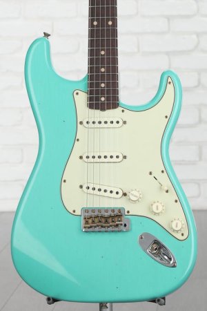 Photo of Fender Custom Shop Limited Edition '62/'63 Strat Journeyman Relic Electric Guitar - Aged Seafoam Green