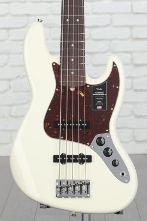 Photo of Fender American Professional II Jazz Bass V - Olympic White with Rosewood Fingerboard