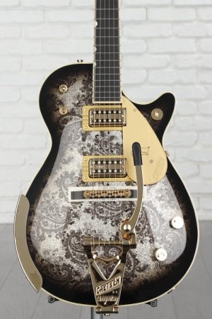Photo of Gretsch G6134TG Limited-edition Paisley Penguin Electric Guitar - Blackburst over Black and Silver Paisley Sparkle
