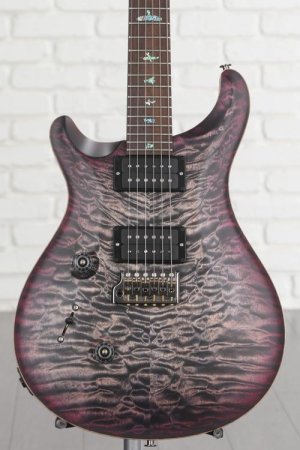 Photo of PRS Wood Library Custom 24 Left-handed Electric Guitar - Satin Charcoal Purple Burst