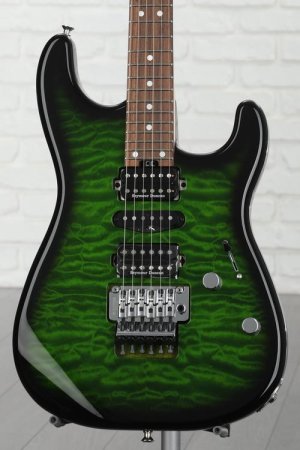 Photo of Charvel MJ San Dimas Style 1 HSH FR PF QM Electric Guitar - Transparent Green Burst