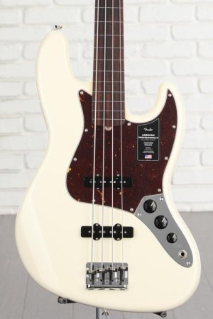 Photo of Fender American Professional II Jazz Bass Fretless - Olympic White with Rosewood Fingerboard