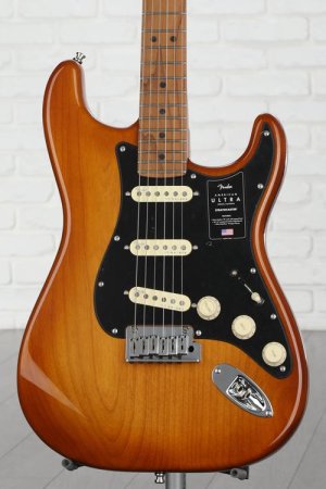 Photo of Fender American Ultra Stratocaster - Honeyburst with Roasted Maple Fingerboard, Sweetwater Exclusive