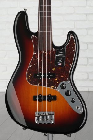 Photo of Fender American Professional II Jazz Bass Fretless - 3 Color Sunburst with Rosewood Fingerboard