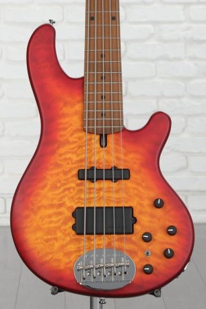 Photo of Lakland Skyline 55-02 Deluxe Bass Guitar - Satin Cherryburst with Roasted Maple Fingerboard