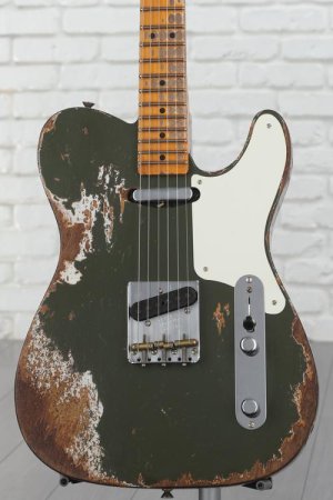 Photo of Fender Custom Shop Limited-edition Roasted Pine Double Esquire Super-heavy Relic Electric Guitar - Olive Green