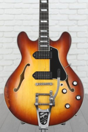 Photo of Eastman Guitars T64/v Thinline Hollowbody Electric Guitar - Antique Goldburst Varnish