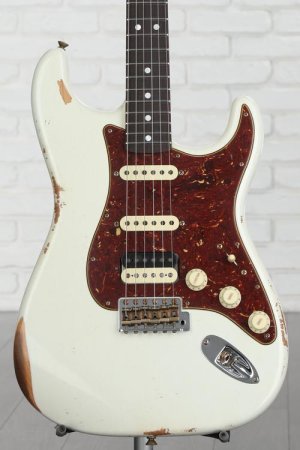 Photo of Fender Custom Shop Limited-edition '67 HSS Stratocaster Relic Electric Guitar - Aged Olympic White