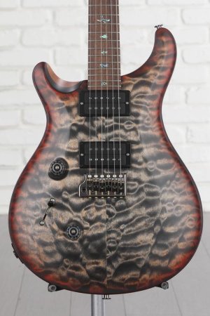 Photo of PRS Wood Library Custom 24 Left-handed Electric Guitar - Satin Charcoal with Fire Red Binding and Microburst