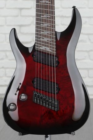 Photo of Schecter Omen Elite-8 Multiscale Left-handed 8-string Electric Guitar - Black Cherry Burst