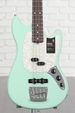 Photo of Fender American Performer Mustang Bass - Satin Surf Green with Rosewood Fingerboard
