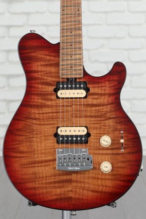 Photo of Ernie Ball Music Man Axis Super Sport Electric Guitar - Roasted Amber Flame with Roasted Figured Maple Fingerboard