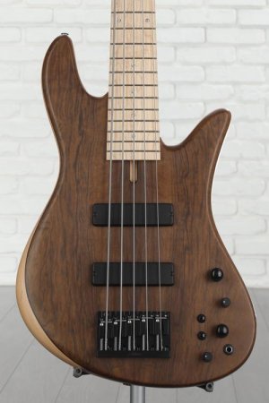 Photo of Fodera Emperor 5 Standard Special Bass Guitar - Natural Imbuya Satin with Black Hardware - Sweetwater Exclusive