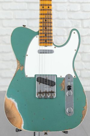 Photo of Fender Custom Shop '65 Telecaster Custom Heavy Relic Maple Electric Guitar - Aged Sherwood Green
