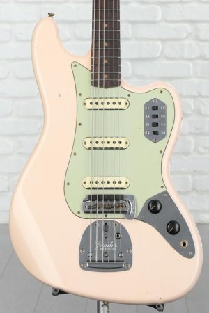 Photo of Fender Custom Shop Limited-edition Bass VI Journeyman Relic 6-string Bass Guitar - Aged Shell Pink