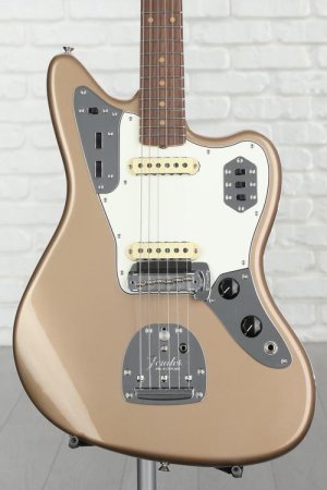 Photo of Fender Custom Shop '63 Jaguar DLX Closet Classic Electric Guitar - Aged Shoreline Gold